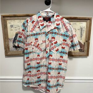 Rock&Roll Denim Men's Red and Blue Star Pattern Shirt